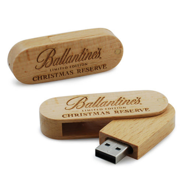 Custom Logo Swivel Wooden Pendrive USB Flash Drive Memoria USB 64GB 128GB