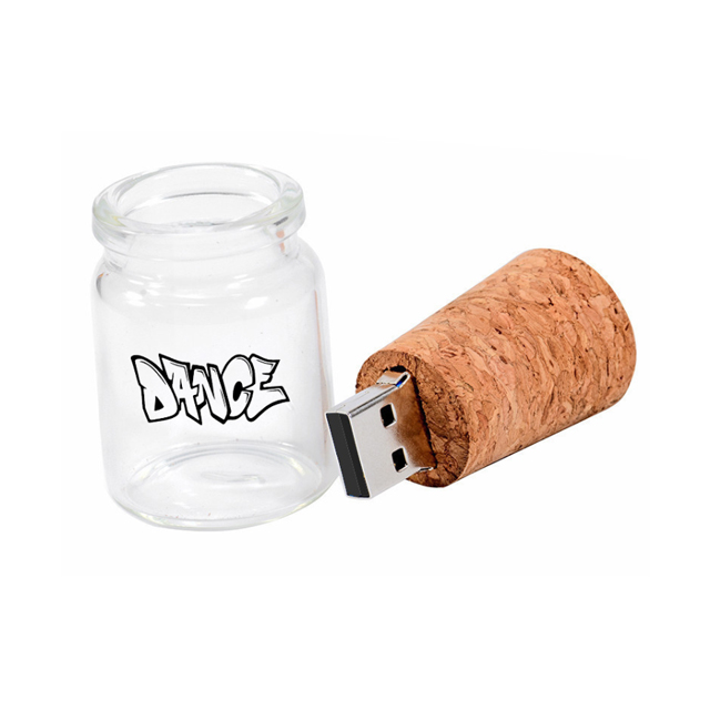 Drift Bottle Wood Cork USB Flash Drives 16GB 32GB Glass Bottle Pen Drive for Gift