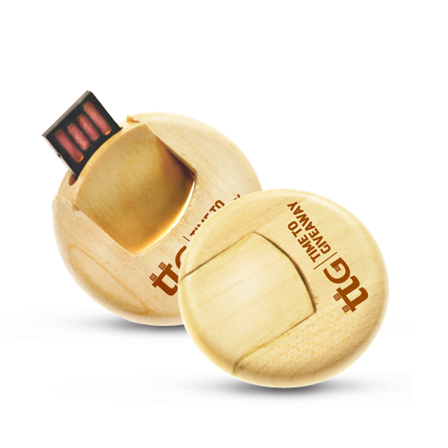 Rood Cookie Wood Memory Stick Custom Logo Promotion Gift Rotated Wooden USB Flash Drive 64GB