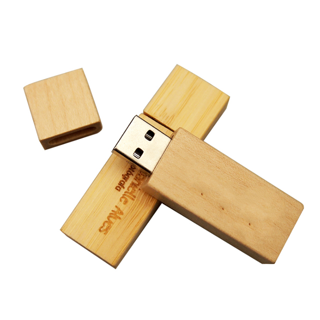 Wholesale Free Custom Logo 8GB 16GB Wooden USB Flash Drive USB3.0 Rectangle Memory Stick  for Gift